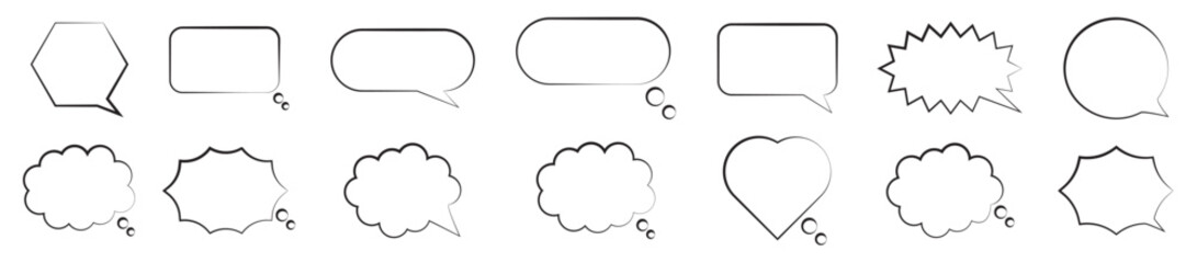 Minimal comic speech bubbles set