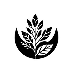 Elegant Black & White Leafy Design: Nature Logo, Minimalist Art