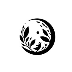 Minimalist Circle Logo: Branches, Silhouette, Nature Design