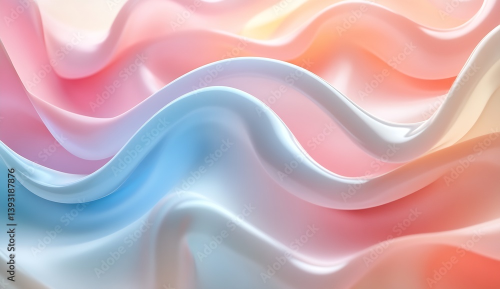 Poster gentle curves of pastel waves blending in a harmonious pattern for modern decor : generative ai