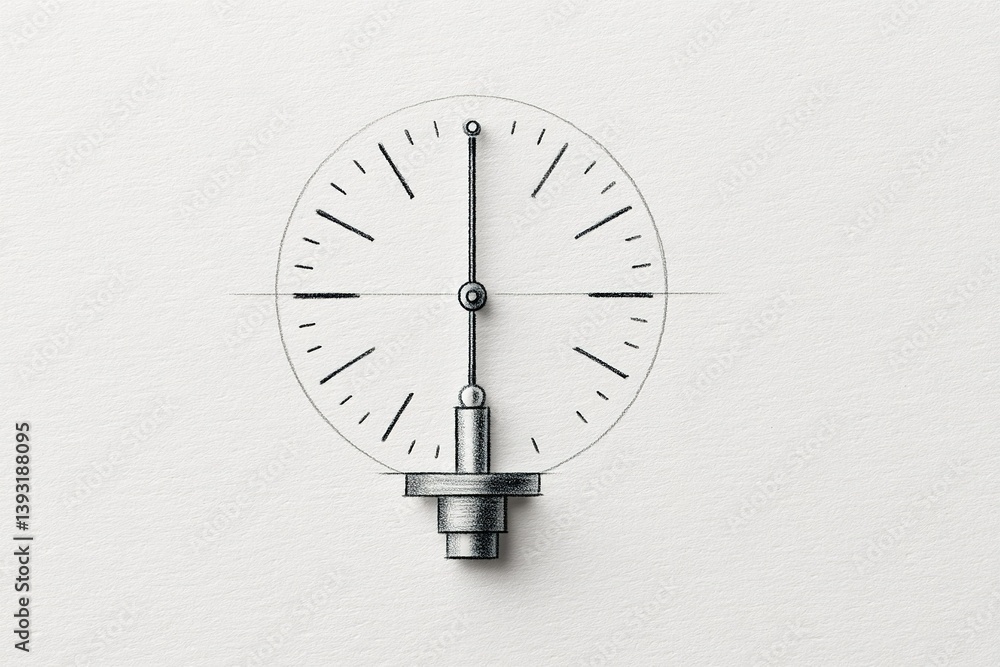 Poster detailed sketch of a gauge demonstrating precision in measurement and intricate design features