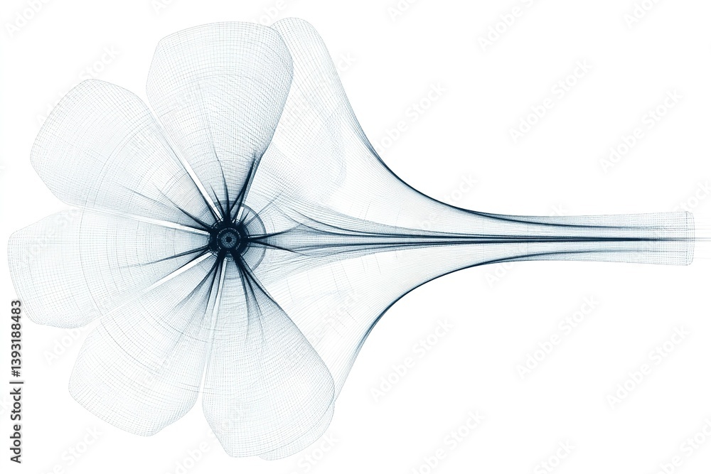 Poster elegant abstract design resembling a flower with intricate lines and shapely curves created with dig