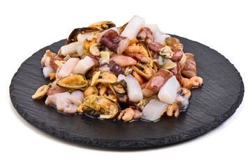 Mixed Seafood Platter Isolated on White Background.