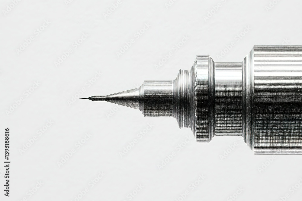 Poster silver pen with fine tip rests on a white surface, showcasing intricate detailing and design in a mi