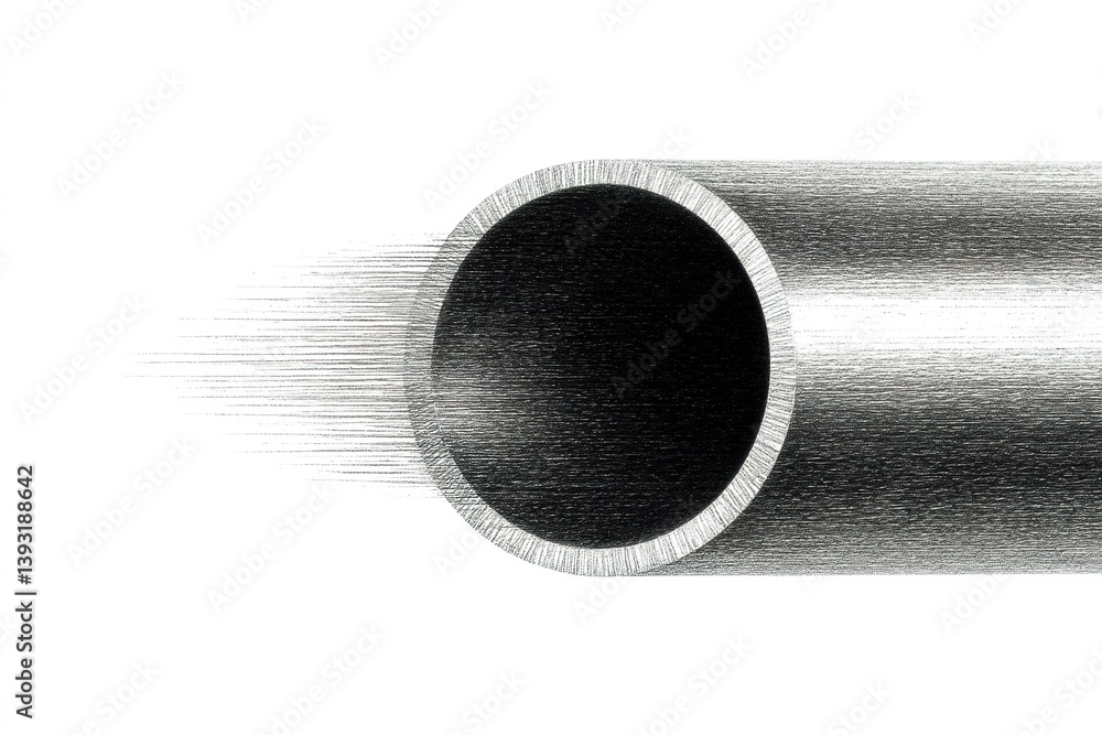 Poster close-up view of a metal pipe showcasing smooth surface and circular shape, emphasizing craftsmanshi