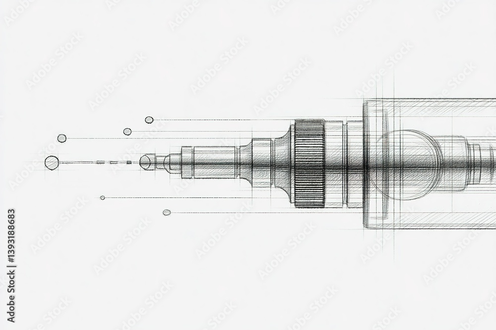 Poster mechanical pencil design illustration showing precise detailing and sketching tools used in art and 