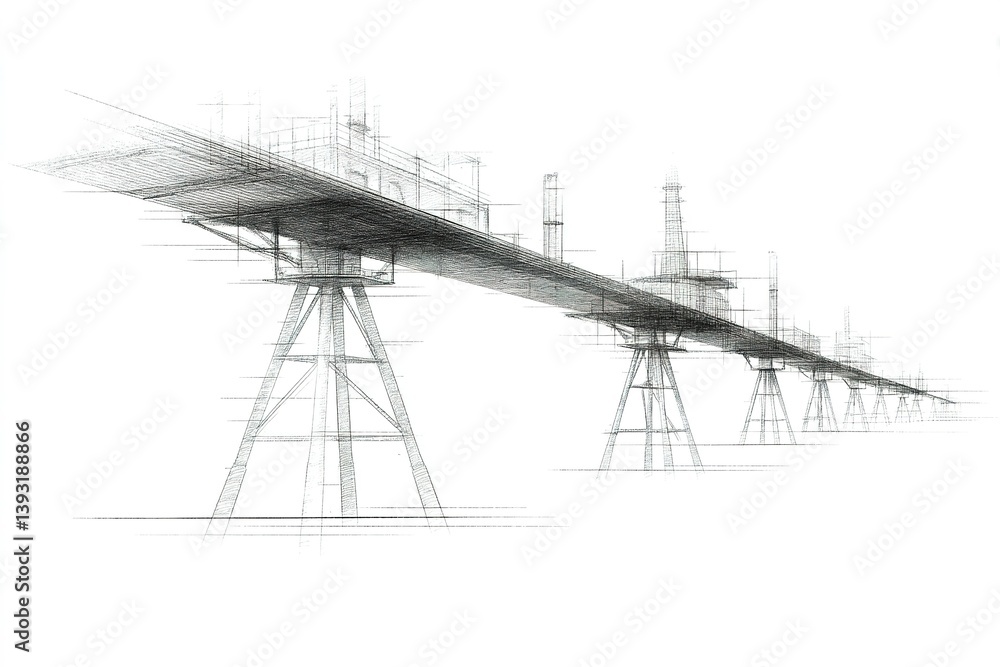 Poster innovative design of an elevated bridge structure highlighting engineering and architectural experti