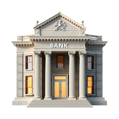 Obraz premium Grand Classical Bank Building Isolated on White Background, 3D