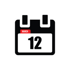calender icon, 12 march icon with white background