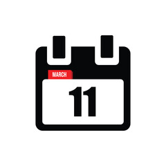 calender icon, 11 march icon with white background