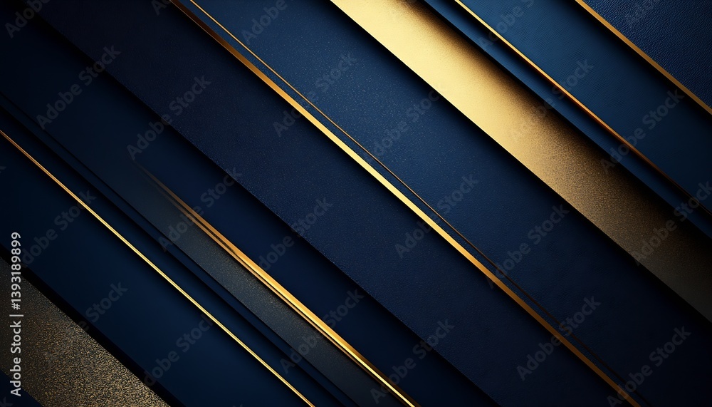 Aufkleber Sleek design featuring bold dark blue layers with shiny golden accents and fine texture elements : Generative AI