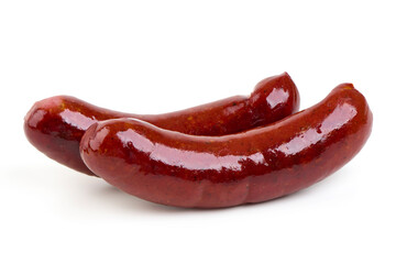 Traditional smoked blood sausages, isolated on white background