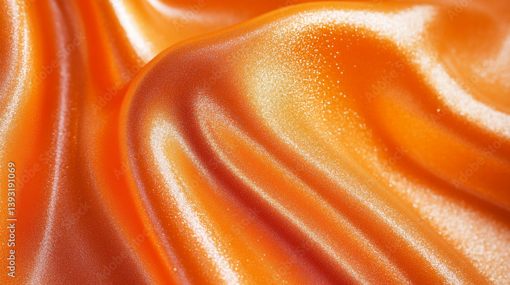 Poster close up view of a vibrant orange textured surface with gentle curves and subtle light reflections