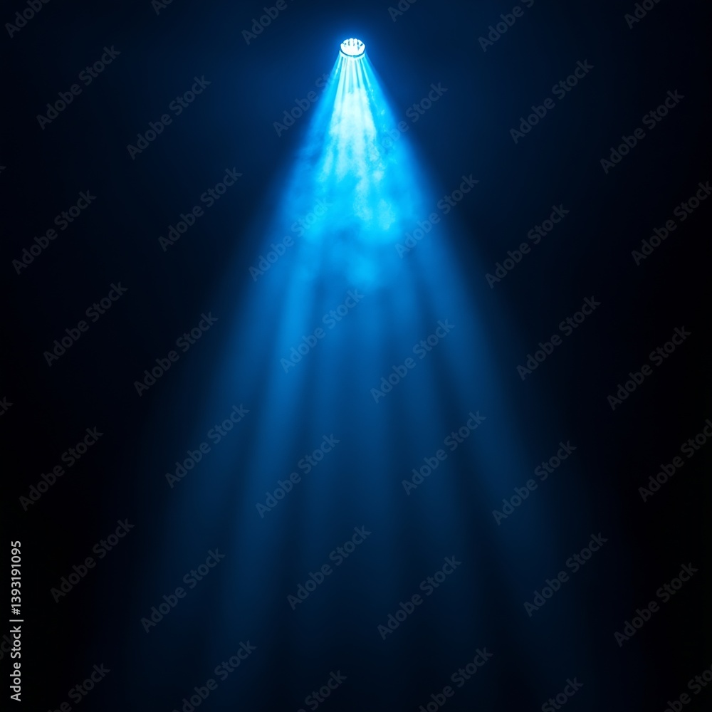 Poster blue light beam effect on dark background for stage concert disco and abstract glowing atmosphere wi