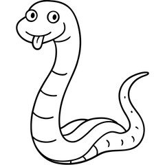 Fototapeta premium Cute cartoon snake with a playful expression on a white background 