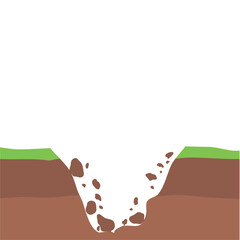 Cartoon natural earthquake. Damage earthquake vector illustration. Earth damage disaster.