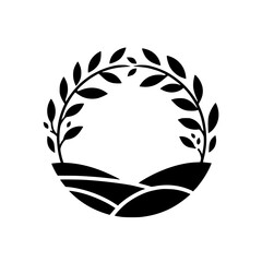 Minimalist Laurel Wreath Design: Black & White Logo Illustration