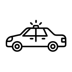 Police Car Icon for Law Enforcement and Security Themes