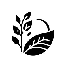 Minimalist Botanical Icon: Black and White Leafy Logo