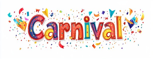 Colorful Carnival Festivity Banner with Confetti and Vibrant Decorations for Celebration Event