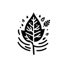 Minimalist Leaf Logo in Black and White, Eco-Friendly Concept