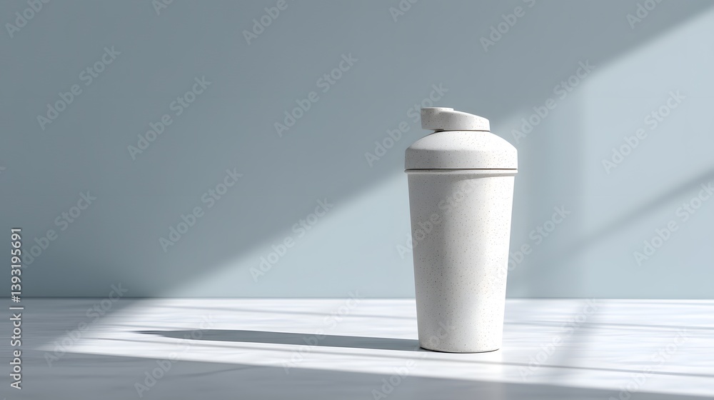 Aufkleber minimalist shaker on display: the modern shaker is placed perfectly against a backdrop of serene wal