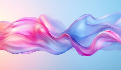 Dreamy flowing shades of pink and blue in elegant abstract waves creating a calming background : Generative AI
