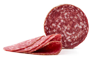 Milano Salami Slices Isolated on White Background