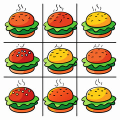 set of cartoon hamburger