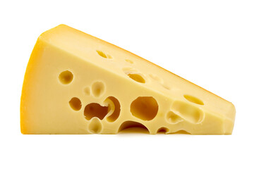 Maasdam cheese, isolated on white background