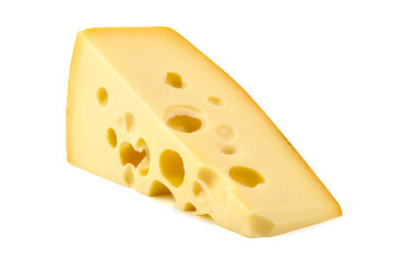 Maasdam cheese, isolated on white background