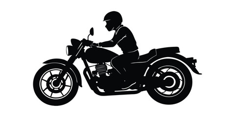 Obraz premium silhouette of a motorcycle with a rider on white background
