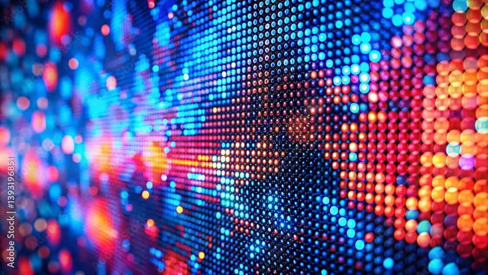 Aufkleber tilted miniature computer screen with dotted red and blue background a detailed closeup exploration 