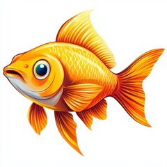 Golden fish swimming gracefully in clear water with vibrant orange scales illuminated by soft sunlight