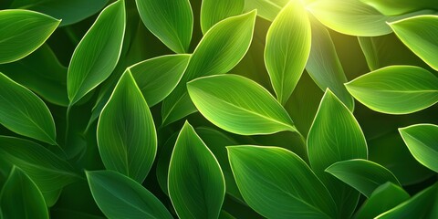 Obraz premium Lush Green Leaves Basking In Sunlight