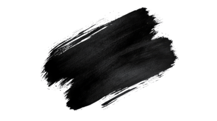 Abstract black brush stroke texture on isolated background, cut out transparent