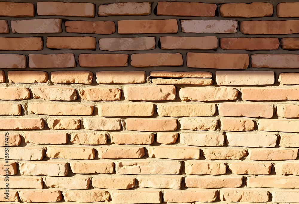 Poster earthy brick wall texture shows beautiful detail. the rustic surface has depth, visual interest, and