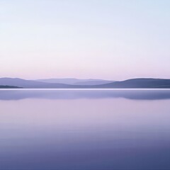 Fototapeta premium image of a serene lake at twilight with perfect mirror reflections isolated on a plain background 