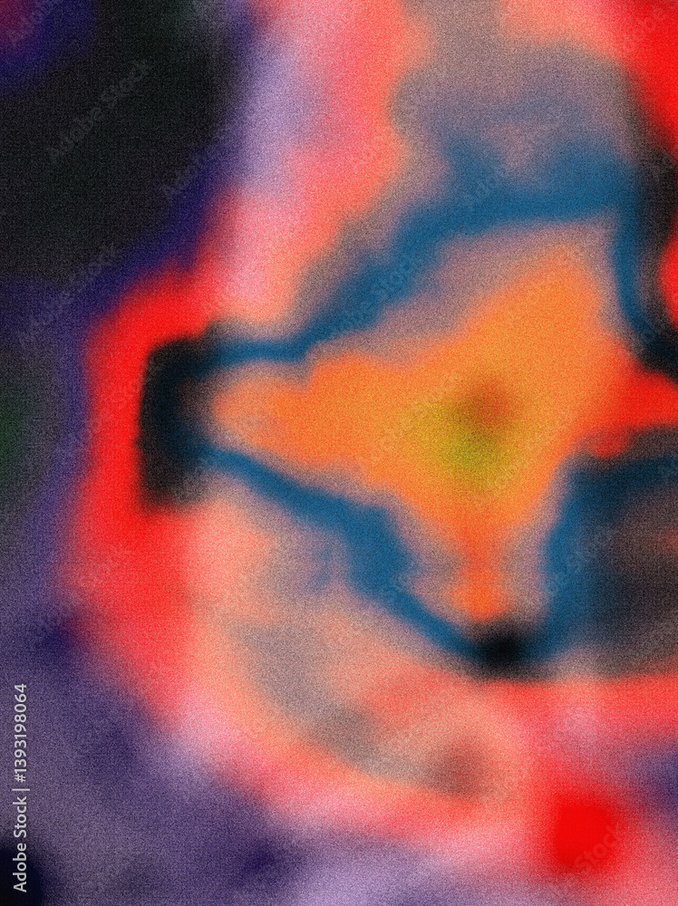 Poster unique colorful background with grain texture, noise artifacts, and smooth blur. liquid-like flow wi