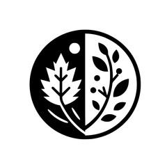 Minimalist Nature Logo: Leaf & Berry Design in Circle