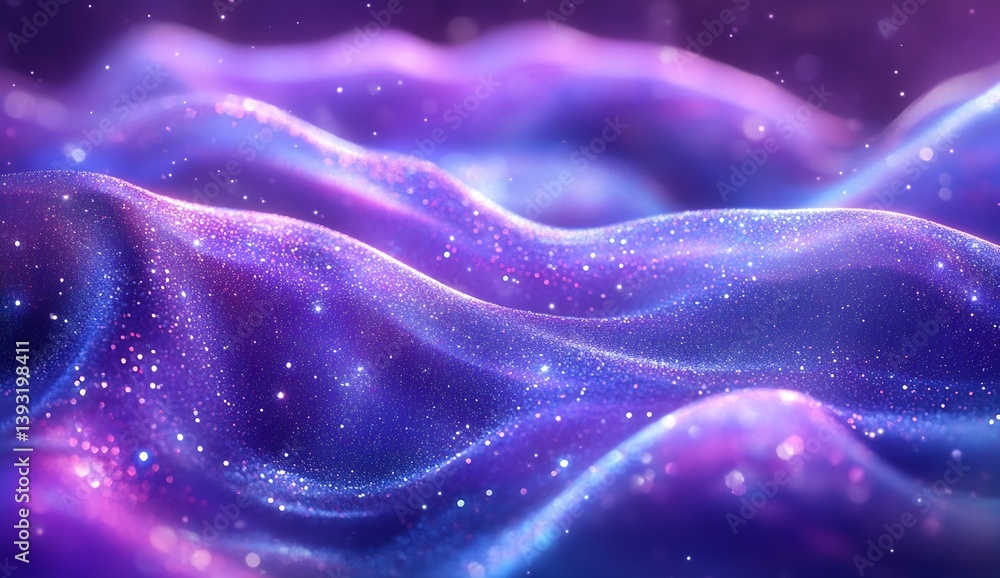 Leinwandbilder Abstract waves of shimmering purple and blue textures creating a mystical ocean effect : Generative AI