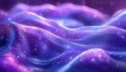 Abstract waves of shimmering purple and blue textures creating a mystical ocean effect : Generative AI