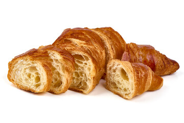 Freshly baked croissant, isolated on white background.