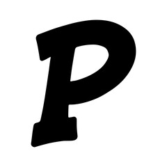 Bold graffiti-style black letter P with dripping paint and urban street feel – letter P isolated