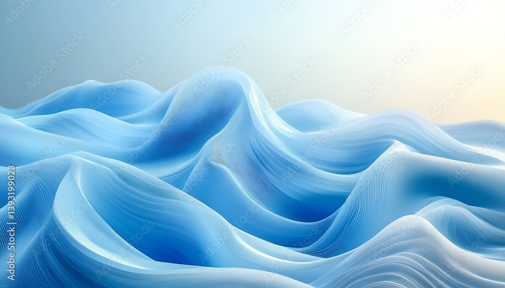 Aufkleber Serene and Dreamy Flowing Blue Waves Creating a Calm and Relaxing Atmosphere : Generative AI