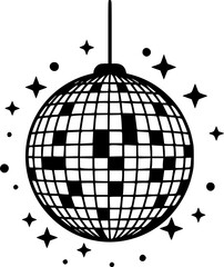Disco ball icon, Disco ball with stars icon vector
