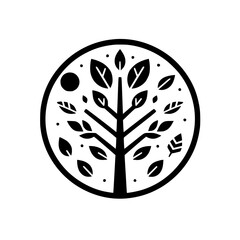 Minimalist Tree Icon in Circle - Nature, Ecology, Logo Design