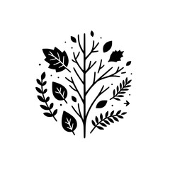 Minimalist Black and White Botanical Illustration