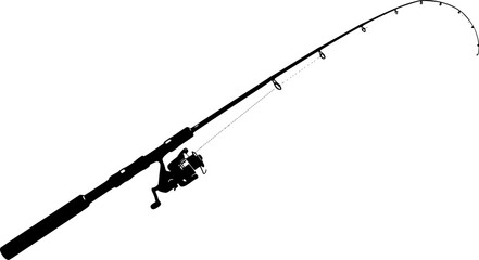 fishing rod silhouette, fishing rod icon, vector illustration
