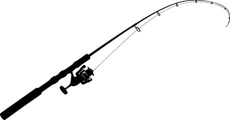 fishing rod silhouette, fishing rod icon, vector illustration
